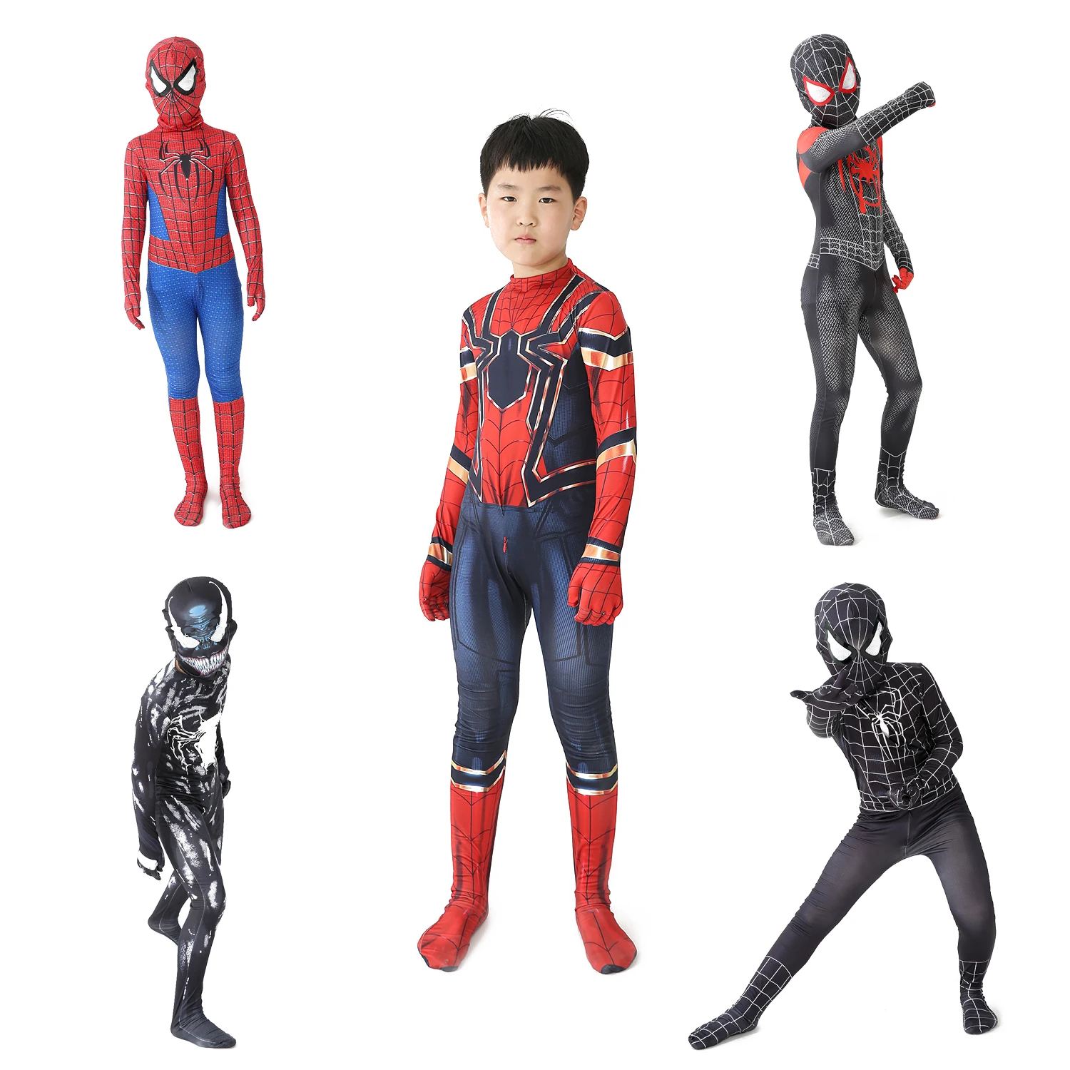 Costume Spiderman Avec Masque, Combinaison Cosplay, Halloween, Pour Enfants  - Cosplay Costumes - AliExpress