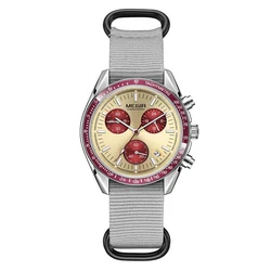 Stylish Men's Sport Chronograph Watch with Nylon Strap - Waterproof and Luminous (Grey)