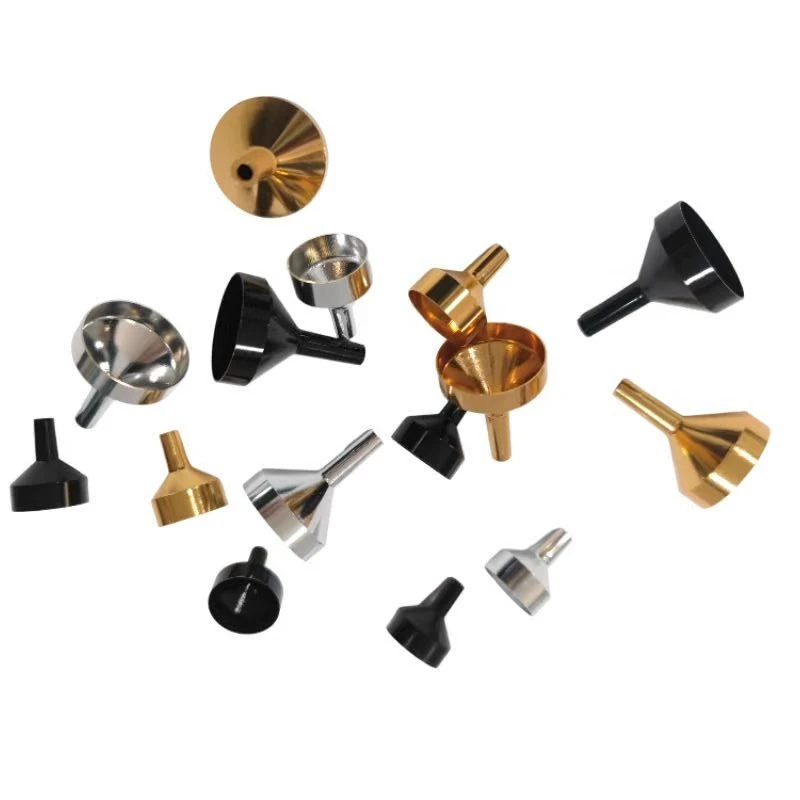 5/10/50/100pcs Metal Funnel Mini Small Funnel Black Silver Gold Aluminum Metal Alloy Funnel for Perfume Essential Oil Bottle 5