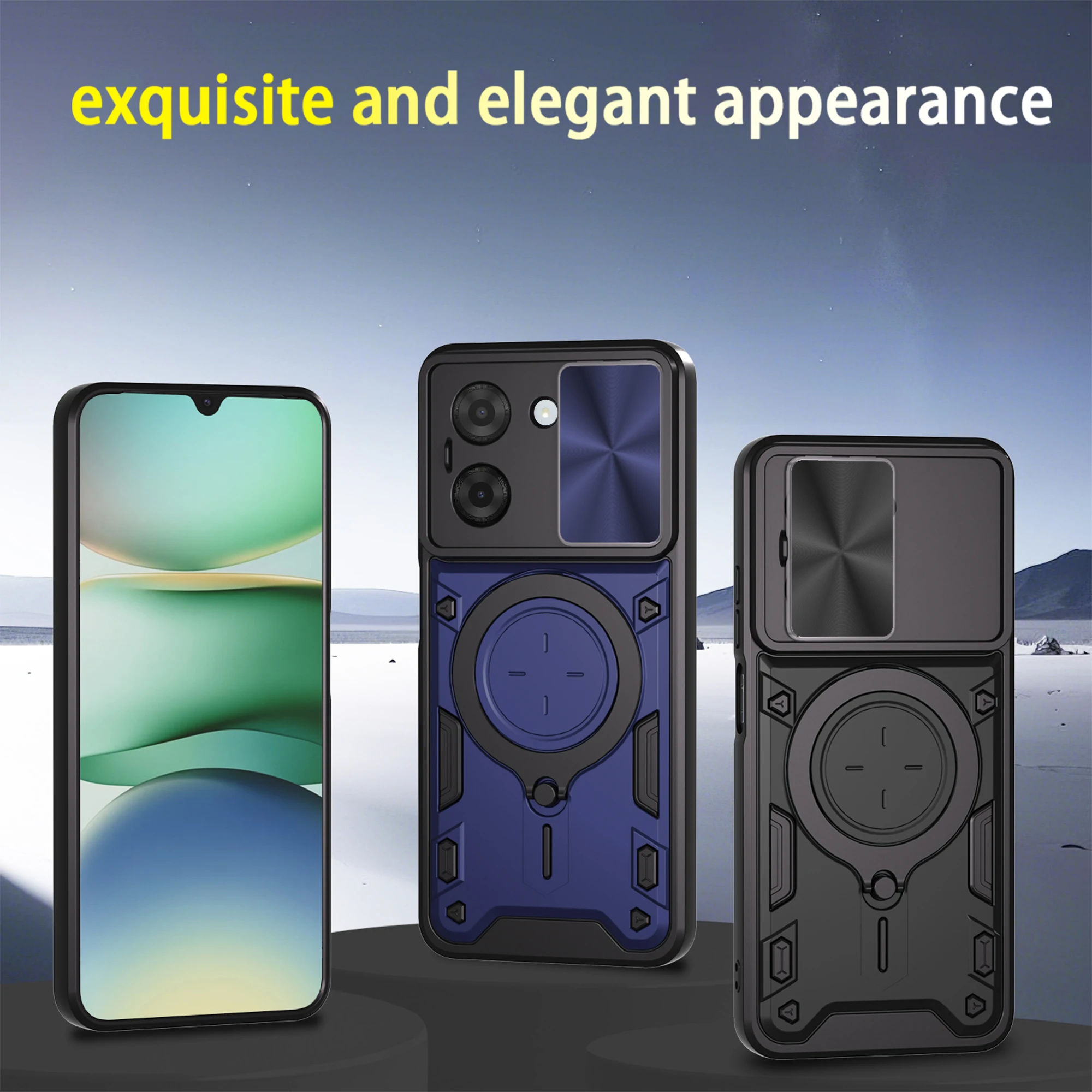 Premium Slide Camera Ring Stand Protective Case for Enhanced Durability and Style – Global Edition