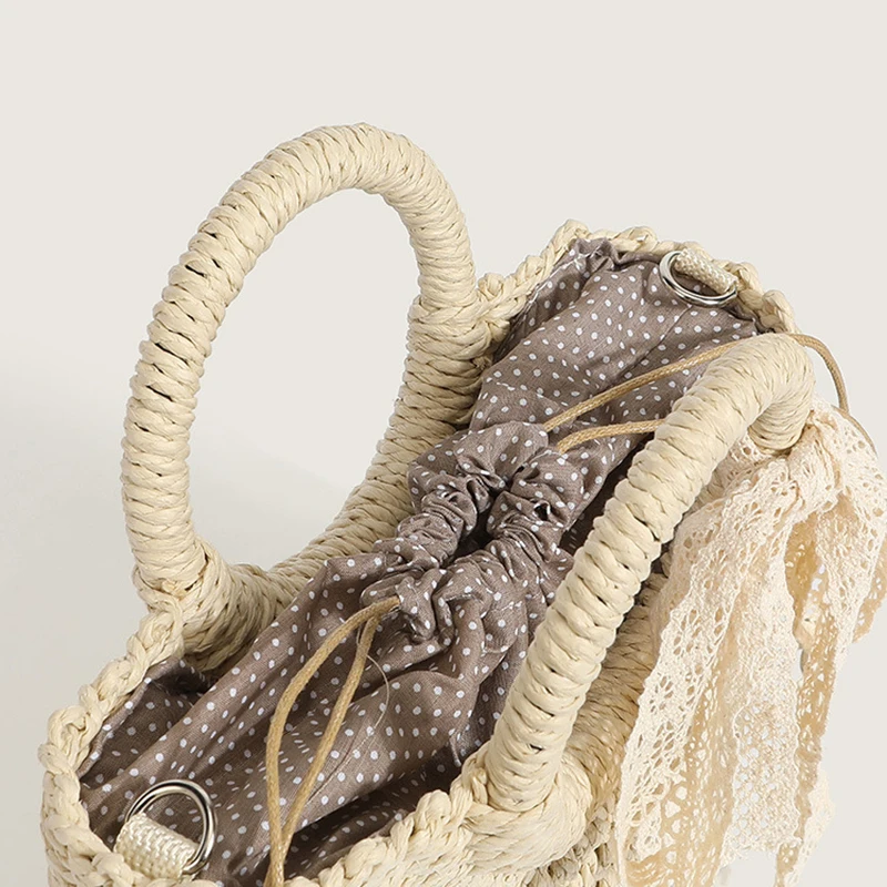 Summer Straw Beach Bag Hand-woven Women Handbag Fashion Basket Crossbody Bag Casual Large Capacity Rattan Totes Bags