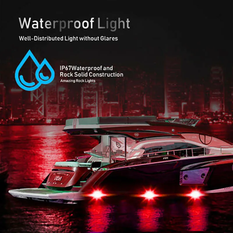 4x Submersible Marine LED Boat Light IP68 Waterproof Underwater Fishing Night Light 12V Landscape Led Spotlight Garden Lights