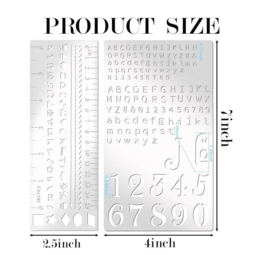 4개 DIY 액세서리 DIY 금속 플래너 스텐실 재사용 가능한 녹 방지 문자 템플릿 저널 조각 스텐실 스크랩북