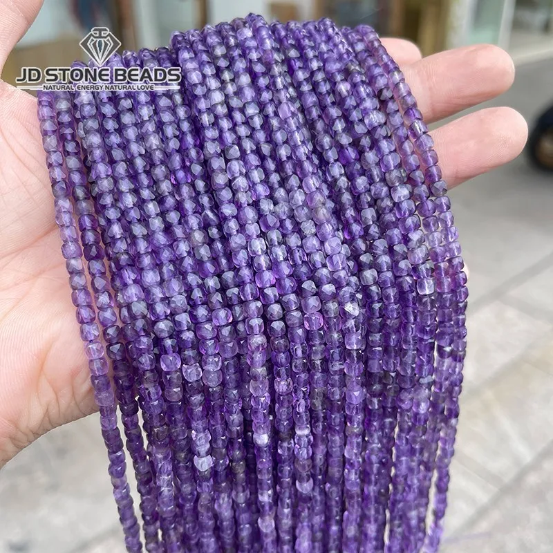 

Natural Amethysts Small Beads 4-5mm Faceted Cube Loose Purple Crystal Beads For Jewelry Making DIY Bracelet Necklace Accessories