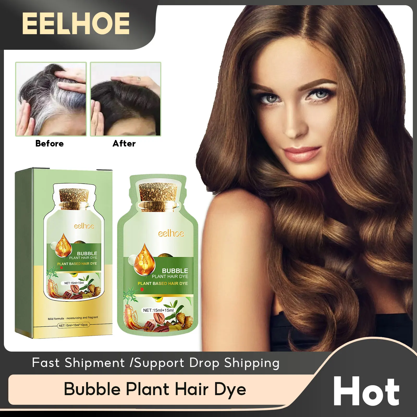 Bubble Hair Dye Shampoo Long Lasting Permanent Fast Covering Gray White Natural Black Nourishing Hairs Colors Plants Dying Cream