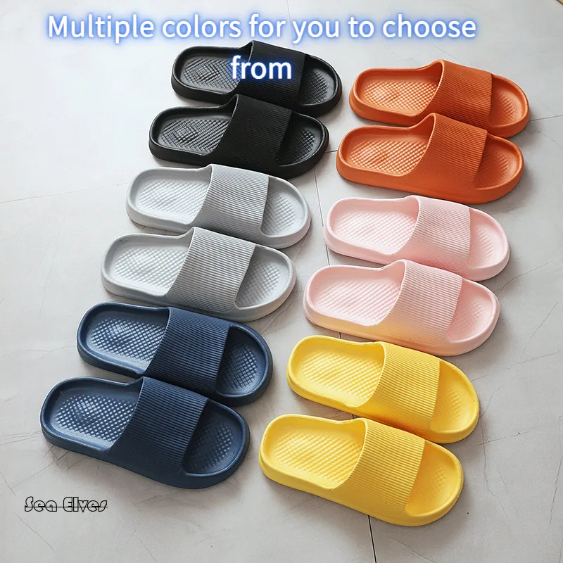 

Practical Anti Slip, Wear Resistant, Breathable Thick Bottom Bath Shower Home Soft Sole Cloud Stepping Women's Cool Slippers