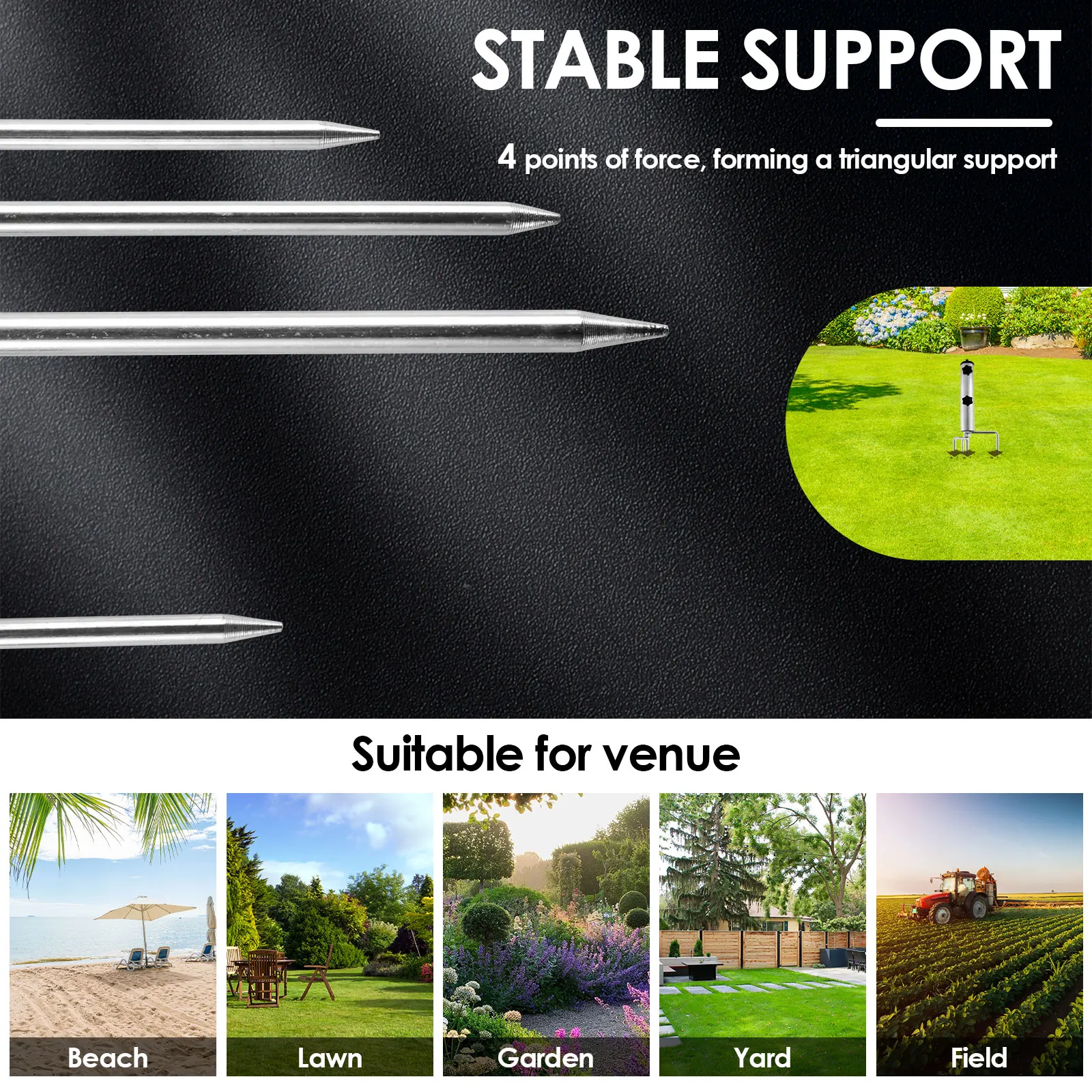 1/2Pcs Outdoor Fishing Beach Umbrella Anchor Iron Heavy Duty Umbrella Stand Anchor with Hooks Durable Umbrella Stake for Fishing