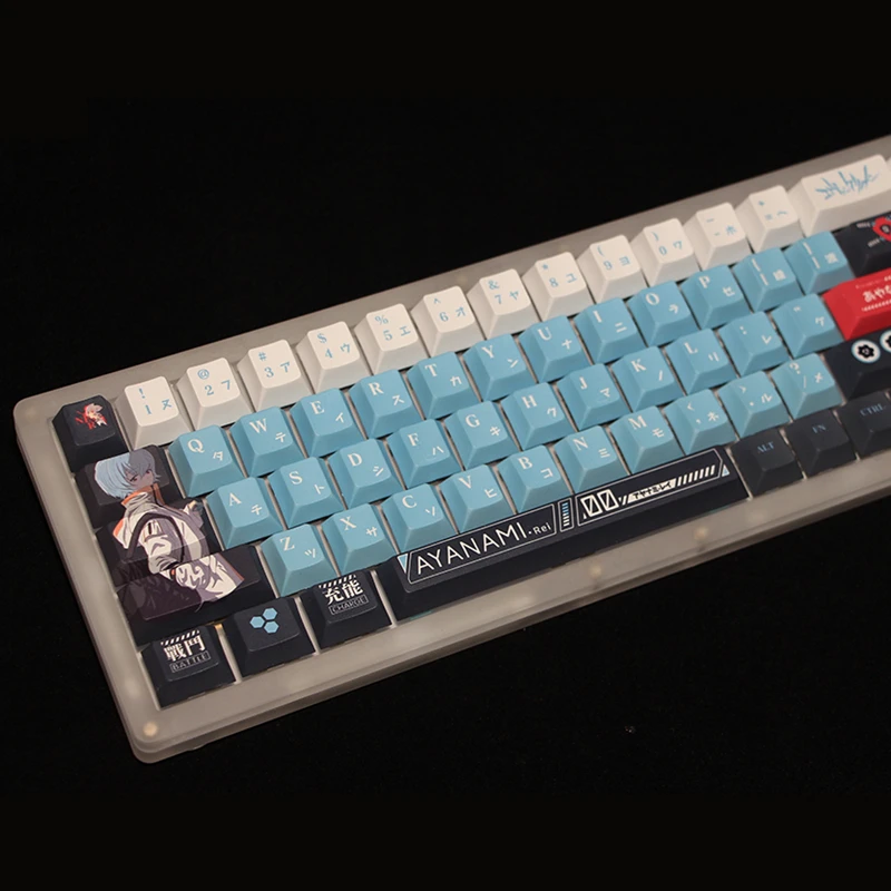 Ayanami Rei Anime Key Caps Pbt Dye Subbed Perfil Cereja Keycaps Gaming para Teclado Mecânico Interruptor mx Conjunto - Imagem 2