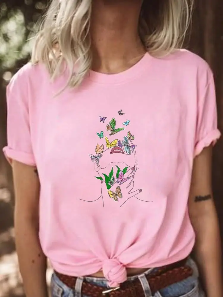 

Fashion Female Casual Short Sleeve Women T Clothes Butterfly Trend Sweet Graphic Tee Ladies Clothing Print T-shirts