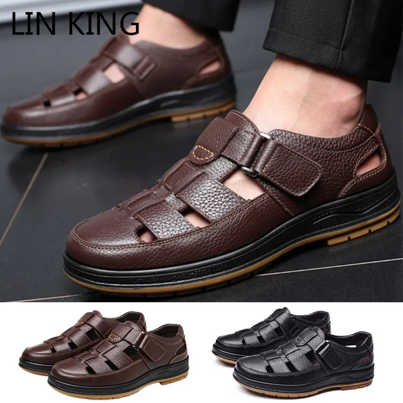 Mens Leather Outdoor Flat Slip On Loafers Hollow Out Leisure Comfort Solid Shoes 