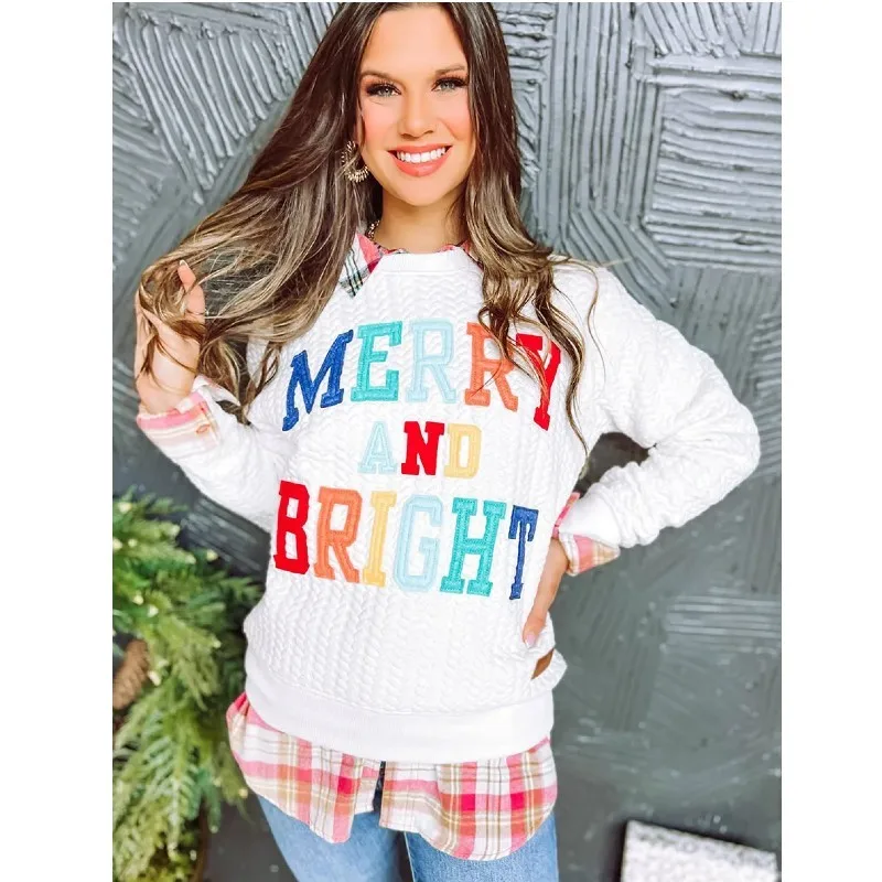2024 Fashion Loose Letter Hoodies Sweatshirt For Women Autumn And Winter Sweatshirt Long Sleeve O Neck Pullover Top Xmas Costume