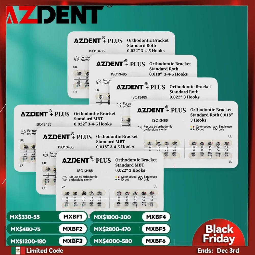 50แพ็ค azdent PLUS จัดฟันวงเล็บโลหะตะขอ022/018ขนาดเล็ก roth/mbt 3/345เครื่องมือทันตกรรมเครื่องมือทันตกรรม 1