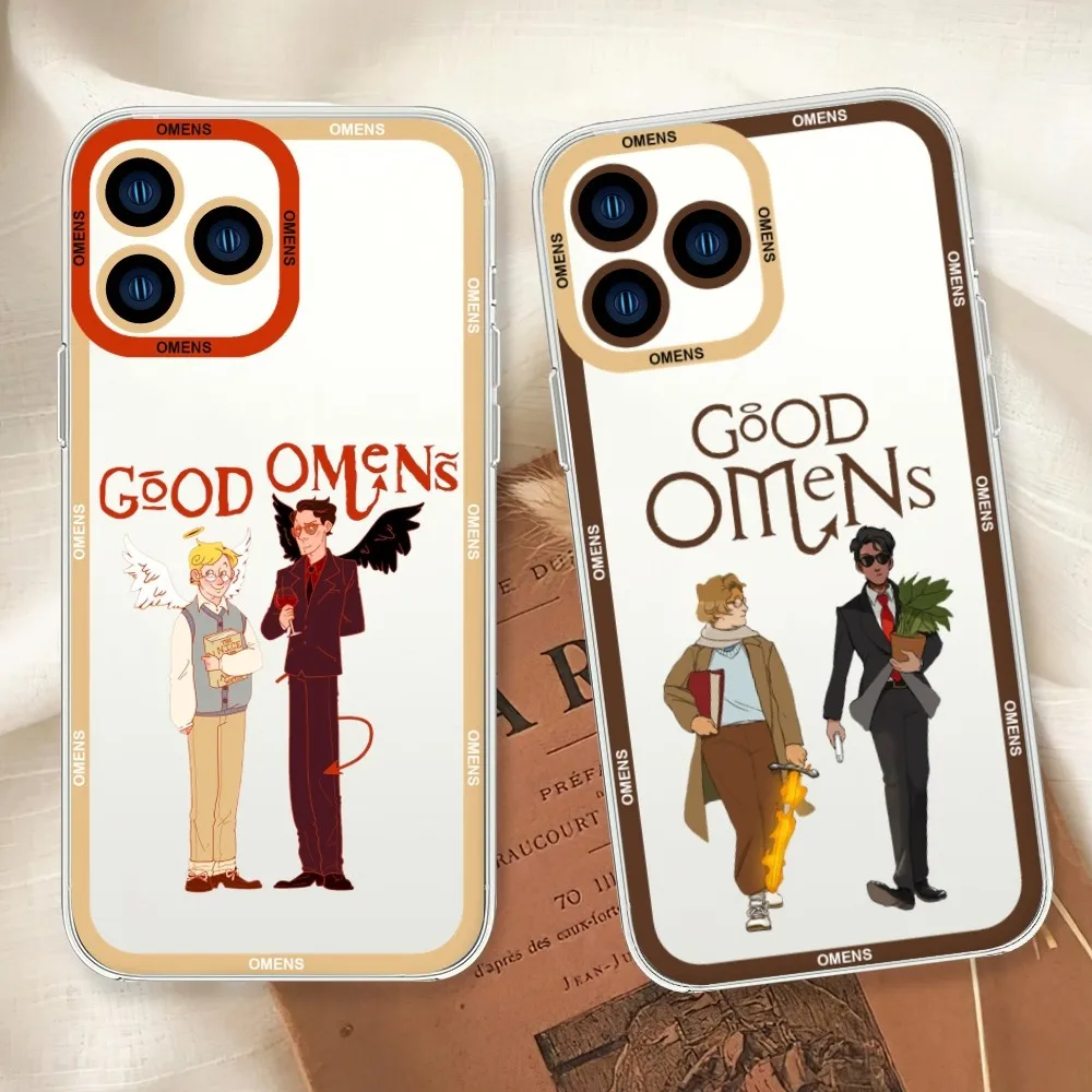 Hot TV Good Omens Phone Case For iphone 11 12 13 14 15 Mini Plus Pro Max Transparent Shell