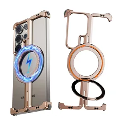 Eary Ultra Shockproof Phone Case with 360° Magnetic Stand and Frameless Design - Aluminum (Desert)