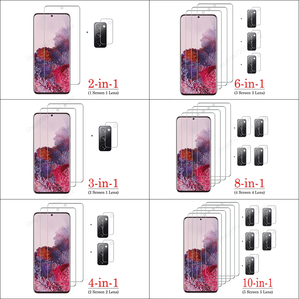 Multi-Pack Tempered Glass Screen and Lens Protector for Samsung Galaxy S20 FE