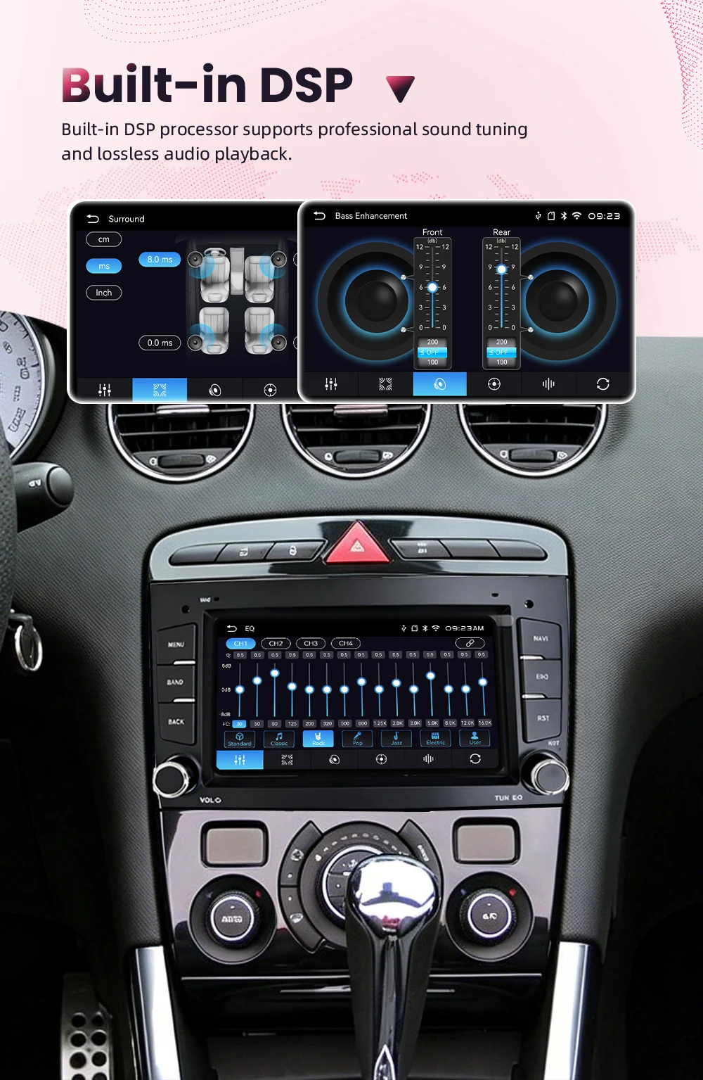 BONROAD Radio con pantalla táctil Linux de 7 pulgadas para coche Peugeot 408 2010-2012, reproductor multimedia de vídeo para coche Peugeot 308 SW RZC T7 2007-2013 con Carplay inalámbrico, Android Auto, RDS, DSP, Mirrorlink 6