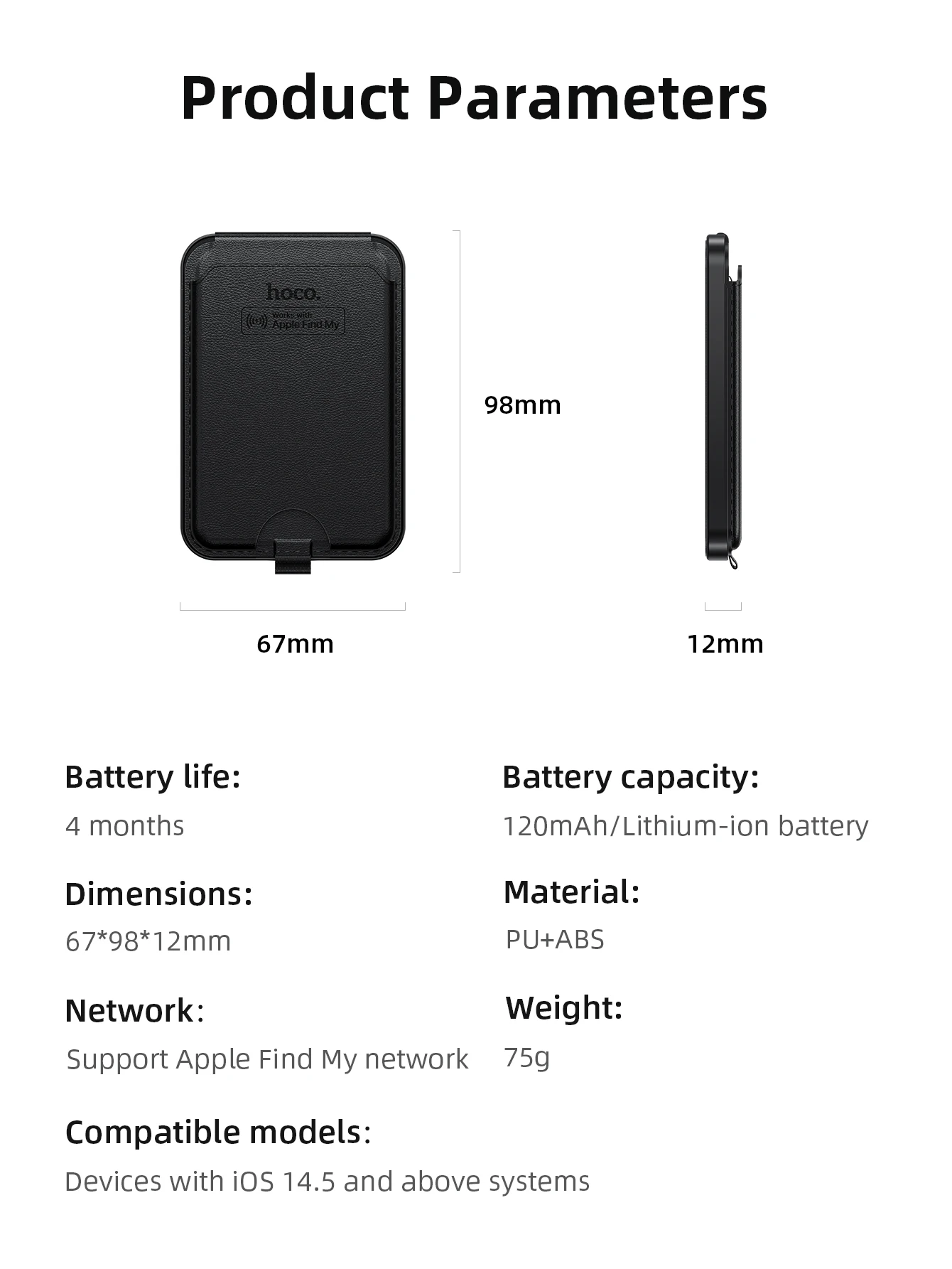 HOCO E91I Smart Magnetic Wallet Tracker (Apple Find My)