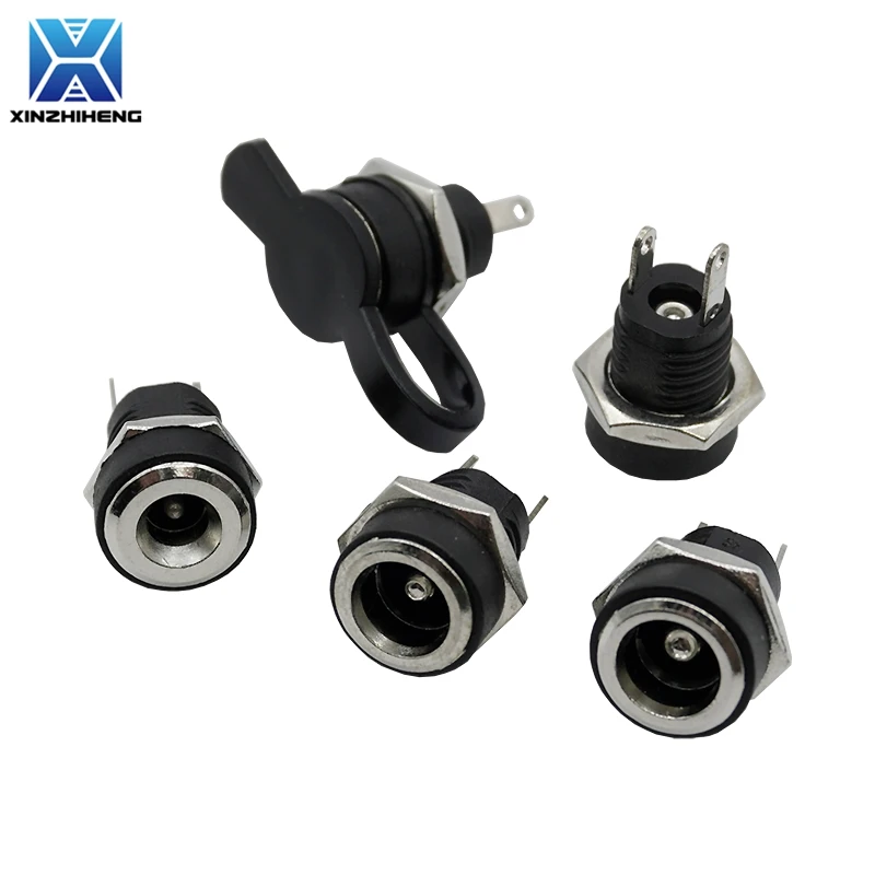 DC Power Female Socket 10pcs DC022B 5.5x2.1mm 5.5*2.5MM 3.5x1.3mm DC 2Pin Jack Hole Panel Mount Connector Plug Adapter
