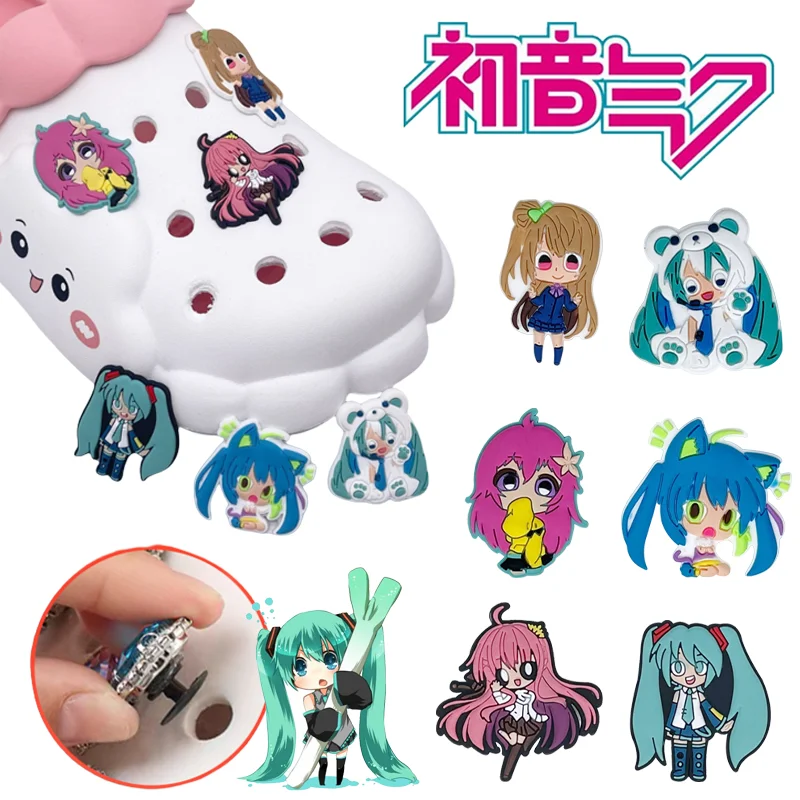 Hatsune Miku hebilla de zapato Kawaii, zapatos con agujeros