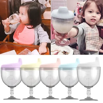 Baby Learning Drinking Bottle Novelty Wine Glass Shaped Sippy Cup with Lid Kids Toldder Nursing Bottle Infant Feeding Cups 150ML