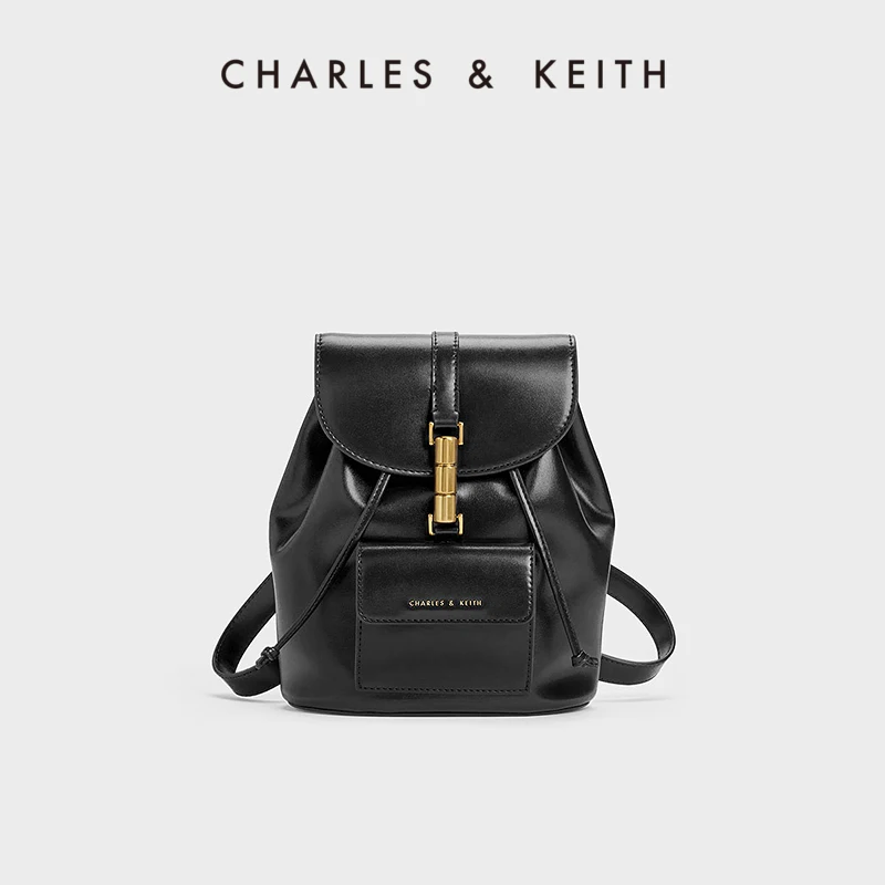 

CHARLES&KEITH23 Winter new CK2-60151332 Vintage metal buckle flip shoulder backpack for women