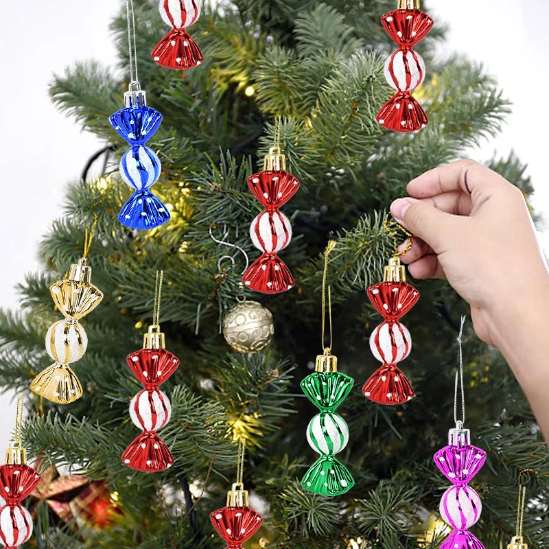 

6Pcs/box Christmas Tree Ornaments Candy Pendants Xmas Trees Decoration Accessories Merry Christmas Home Decor Navidad Noel Gife