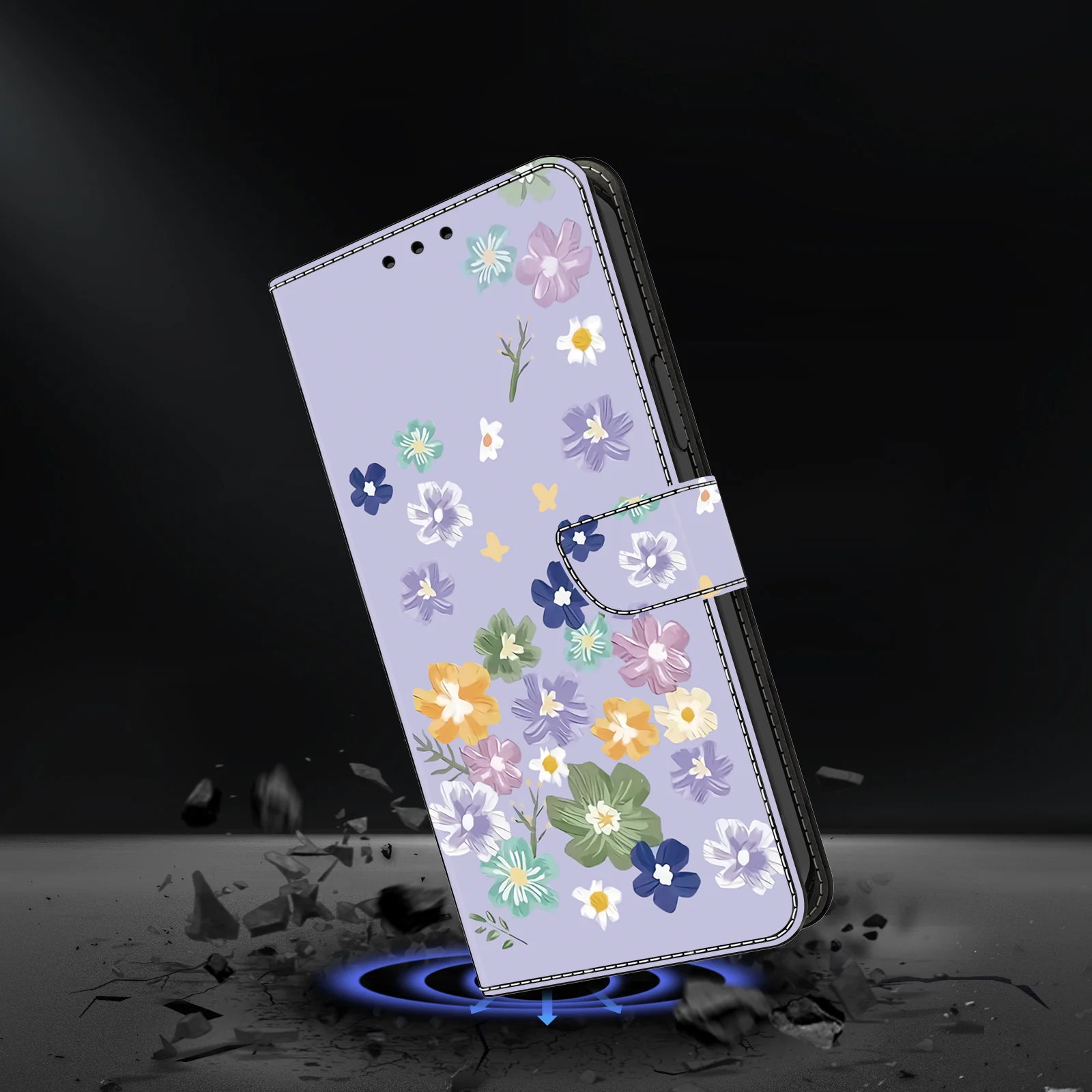 Floral Pattern Leather Wallet Flip Cover