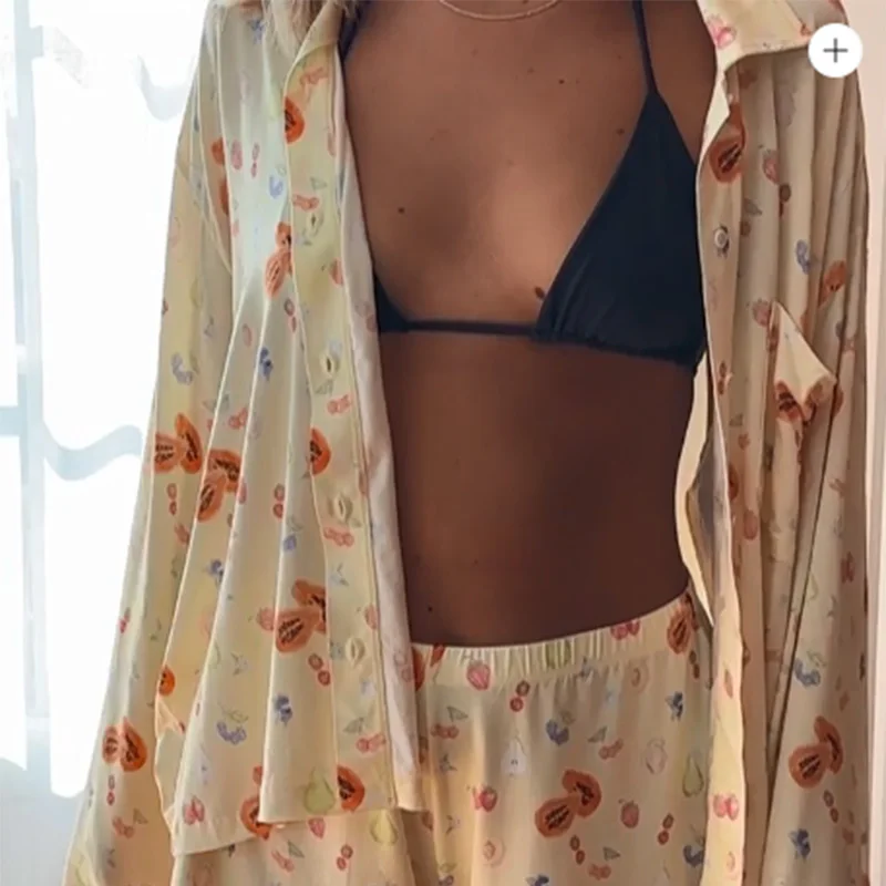 Women Lounge Outfits Cute Print Long Sleeve Button Up Cardigan Crop Top+Shorts Girl Y2K Kawaii Pajamas 2 Piece Set Fairycore