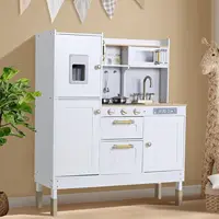Ensemble de jeu de cuisine en bois pour enfants, avec poêle, four, évier, réfrigérateur et accessoires, pour tout-petits, enfants d'âge préscolaire 1