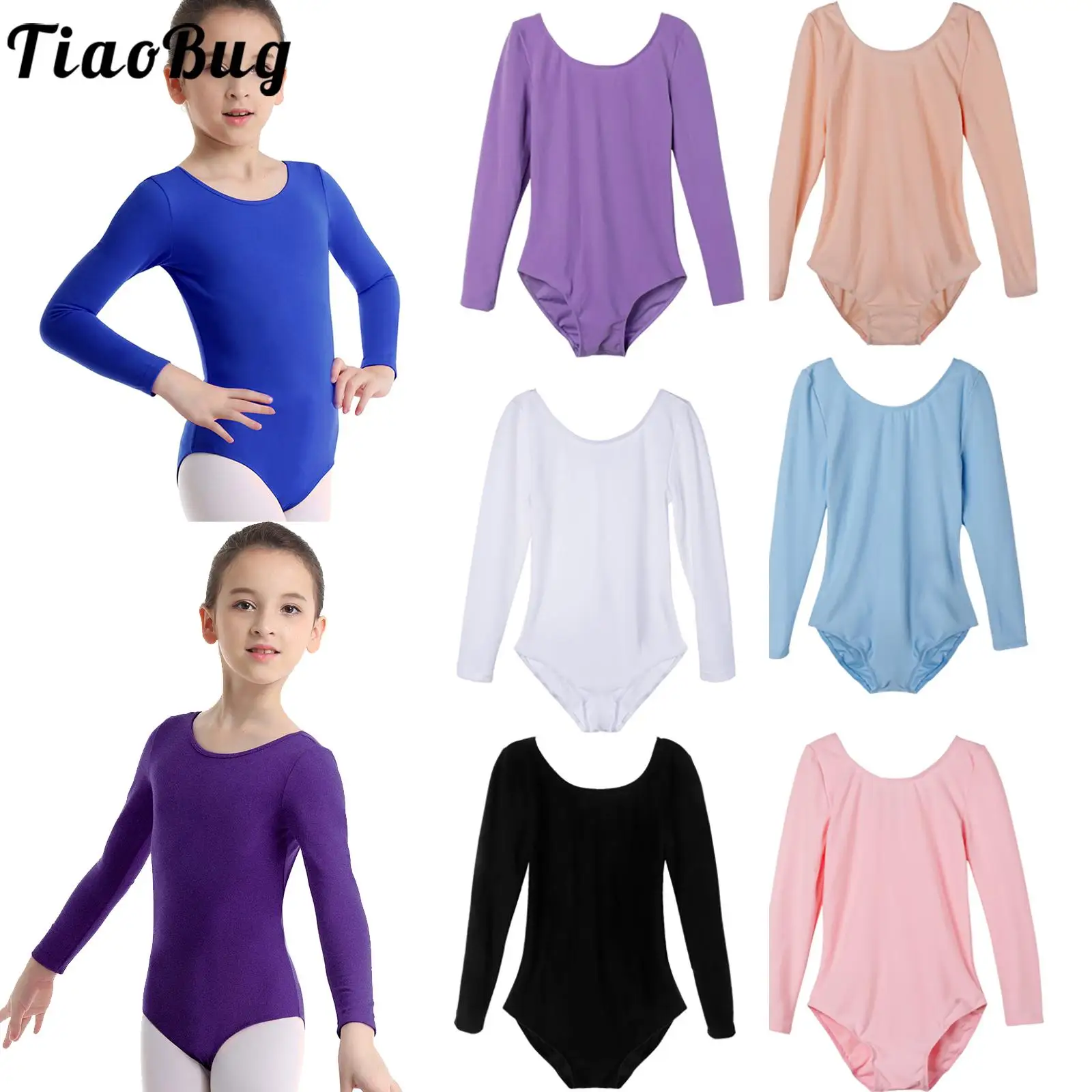 Kids Girls Long Sleeve Ballet Leotards Dance Costume Warm Solid Color Gymnastics Workout Training Bodysuit Dancer Wear Dresses ballet leotard,dance leotard,girls dance costumes