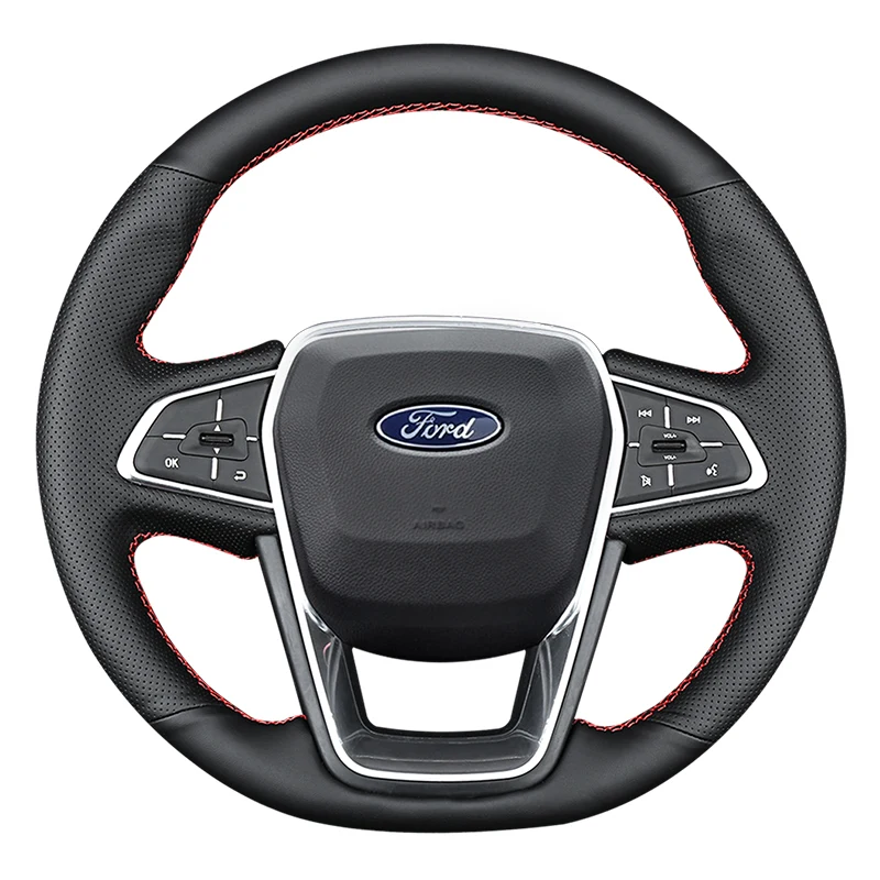 Leather Hand Sewing For Ford Territory Car Steering Wheel Cover