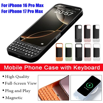 iPhone 16 Pro Max Keyboard Case, Magnetic Wired Keyboard Case for iPhone 17 Pro Max, USB-C Backlit Typing Phone Cover