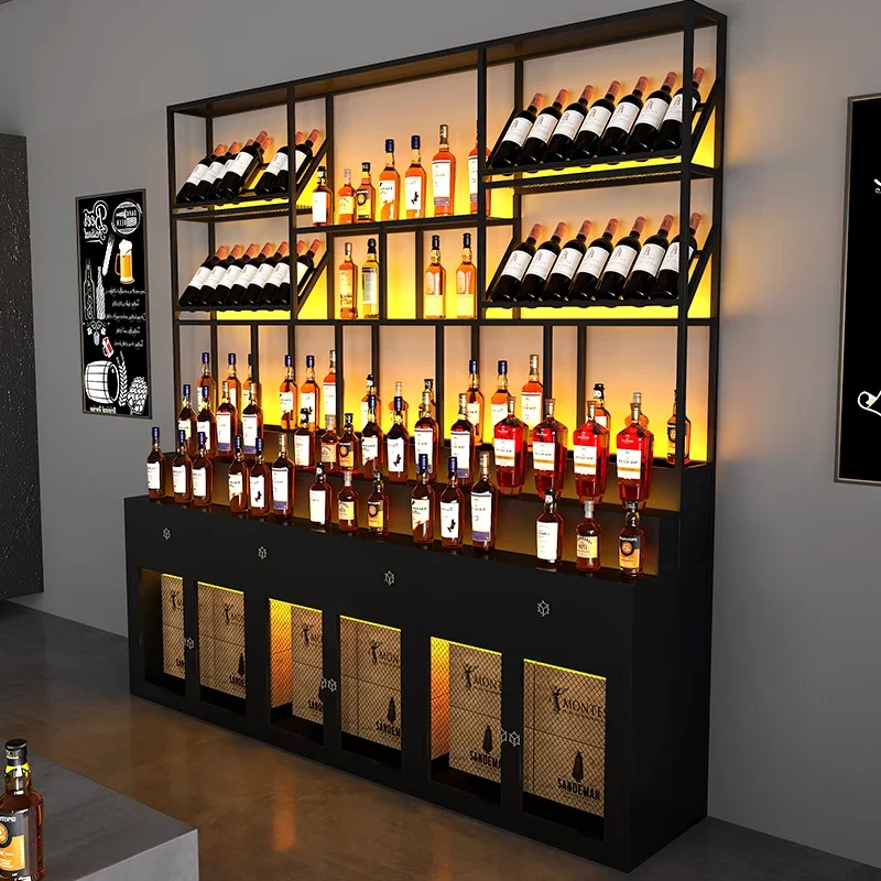 Display Cabinet Antique Furniture Open Cabinets Wine Rack Elegant Vintage Stands Drinks High End Whiskey Nordic Iron Room Liquor