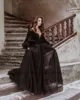 Eightale Black Wedding Dresses Off the Shoulder Long Puffy Sleeves Tulle Victorian Gothic Lace Up Bridal Gowns Customized 3