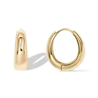 Eavva 14K Gold Plated Small Chunky Hoops Earrings for Women Classic Thick Lightweight Gold Earrings With Sterling Silver Post 1