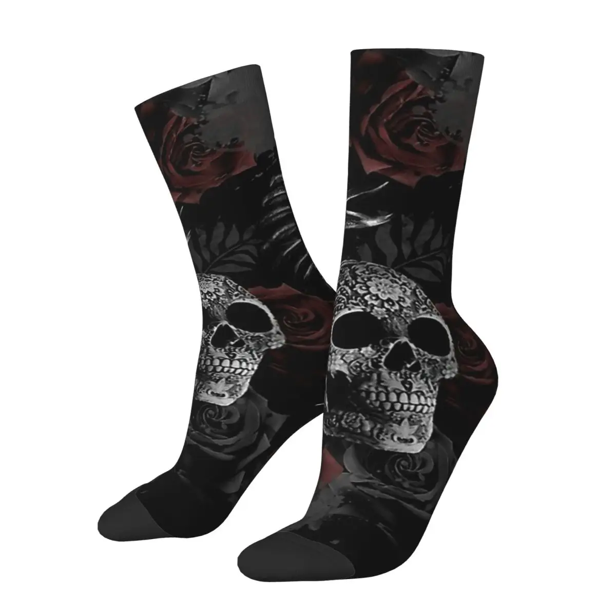 

Skull Flowers Socks Gym 3D Print Boy Girls Mid-calf In tube socks