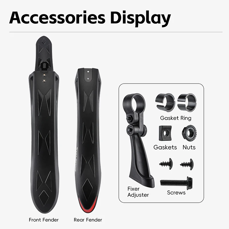 WEST BIKING Bicycle Fender Mountain Bike Mudguard Set MTB Universal Reflective Mud Protector 26-27.5 lnch Bicycle Accessories Bicycle Fender