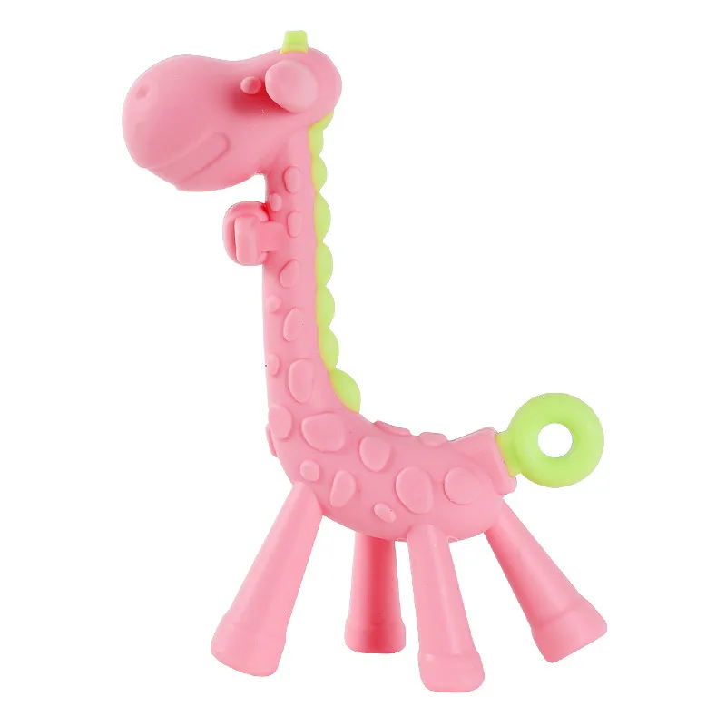 

pacifying food grade silicone chewing gum giraffe ring deer chewing pacifying teething toy for 0-6 month old baby