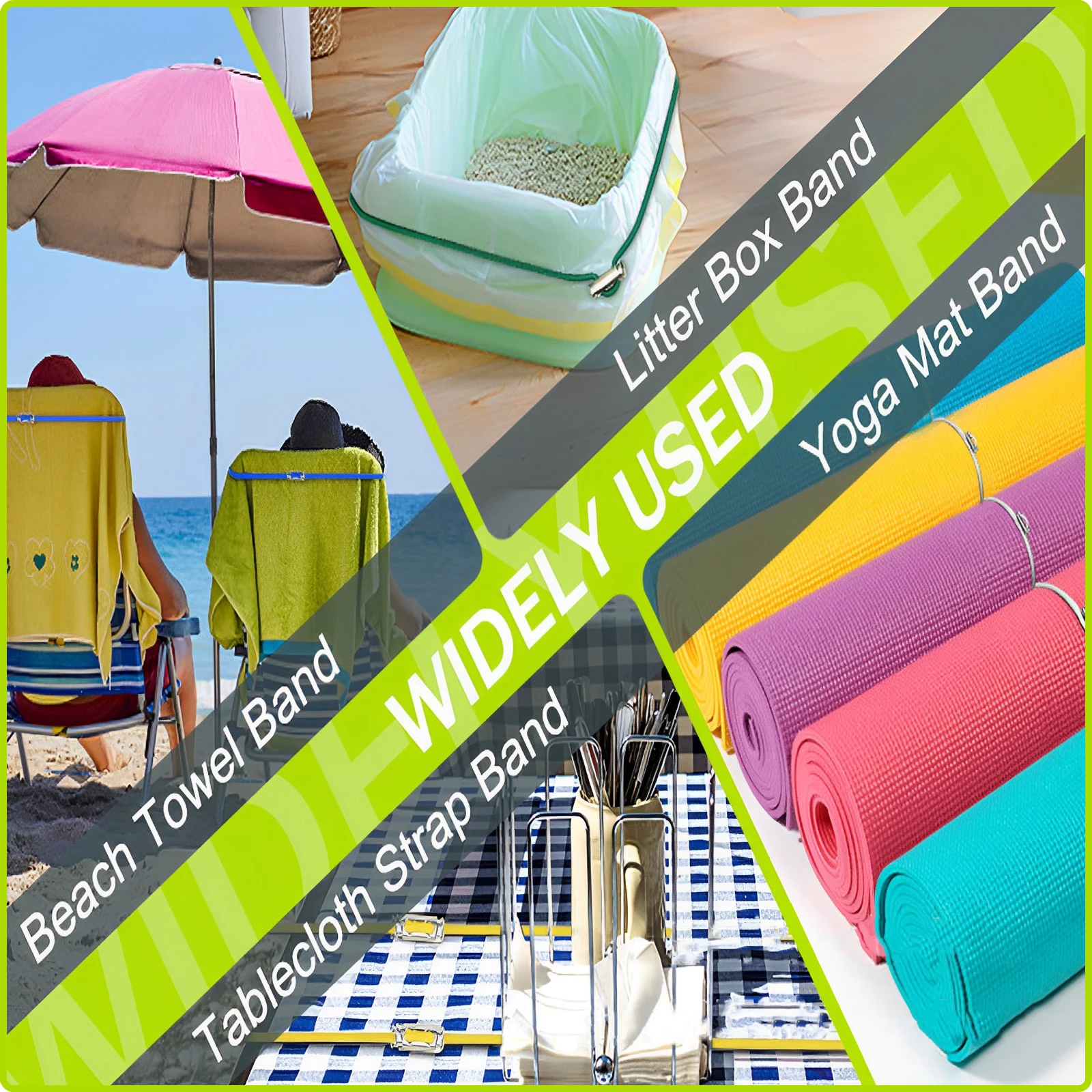 Colorful Elastic Rubber Trash Can Bands with Adjustable Buckle