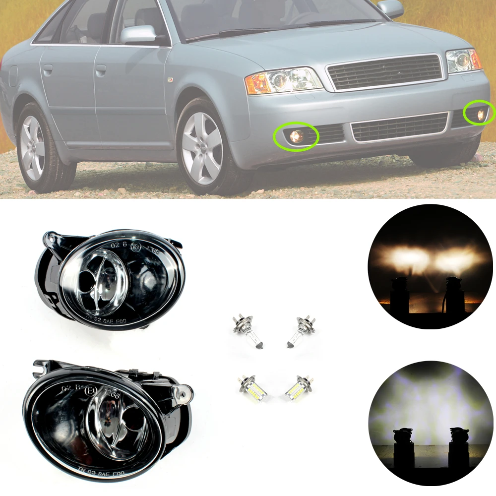 

LED/Halogen Fog Light For Audi A6 C5 S6 Quattro 2001 2002 2003 2004 2005 Front Bumper Fog Light With Bulbs