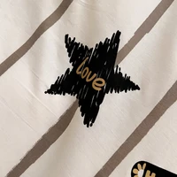 Cute Cartoon Star Flat Sheet Full Queen Size Geometric Stripes Pattern Bed Sheet Set Soft Cotton Bed Cover with 2 Pillow Cases 6