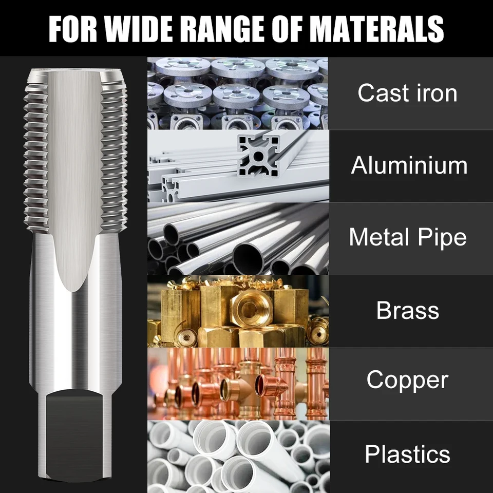 G18, G14, G3/8, G1/2, G3/4 Taper Pipe Tap Set, Metalen Schroefdraad G18, G14, G3/8, G1/2, G3/4 Taper Pipe Tap Set, Metalen Schroefdraad