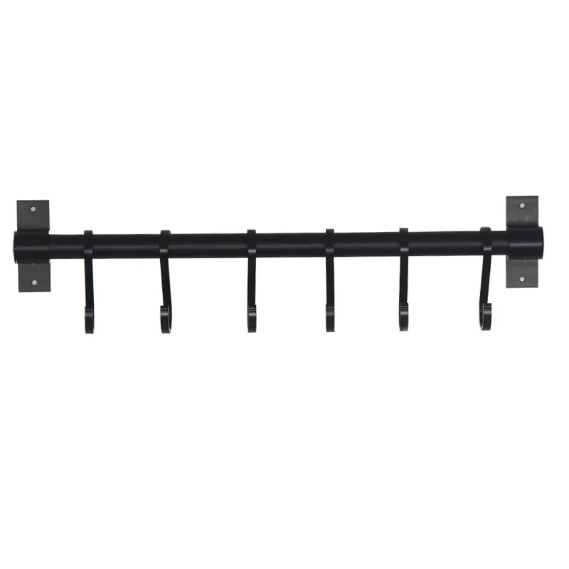 Space Aluminum Kitchen Hooks Organizer Wall Mounted Kitchen Ware Hooks Black Hole-Free and Bathroom Hanging Rod Shelves