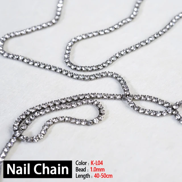 Nail Chain 0.8mm/1.0mm/50cm Rose Gold Silver Pixie Stone Decorations Accessory Metal Steel Ball Chain Nail Art Jewelry K-L04