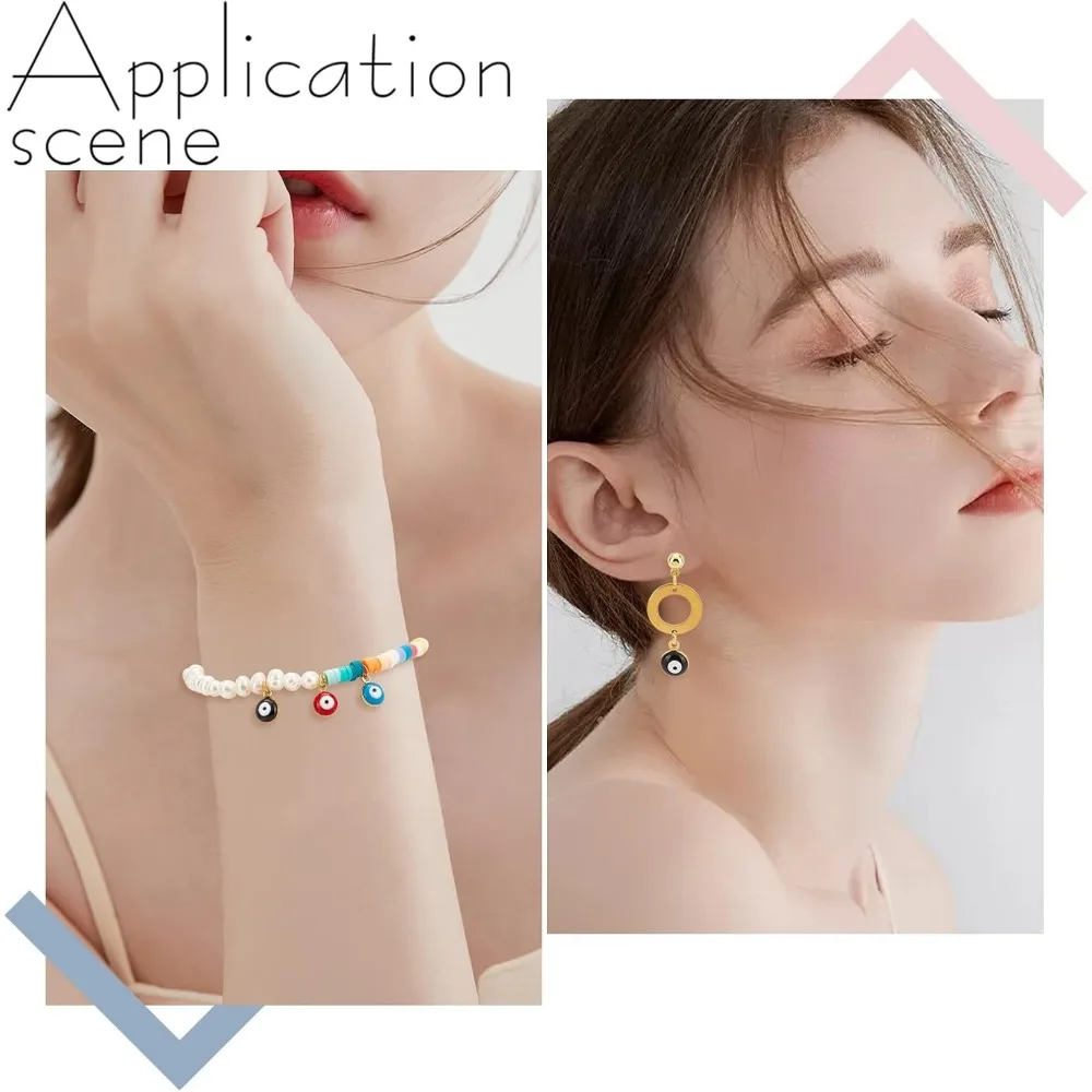 5Pcs Evil Eye Charms - 18K Gold Plated Enamel Pendants For Jewelry Making (Multiple Shapes)