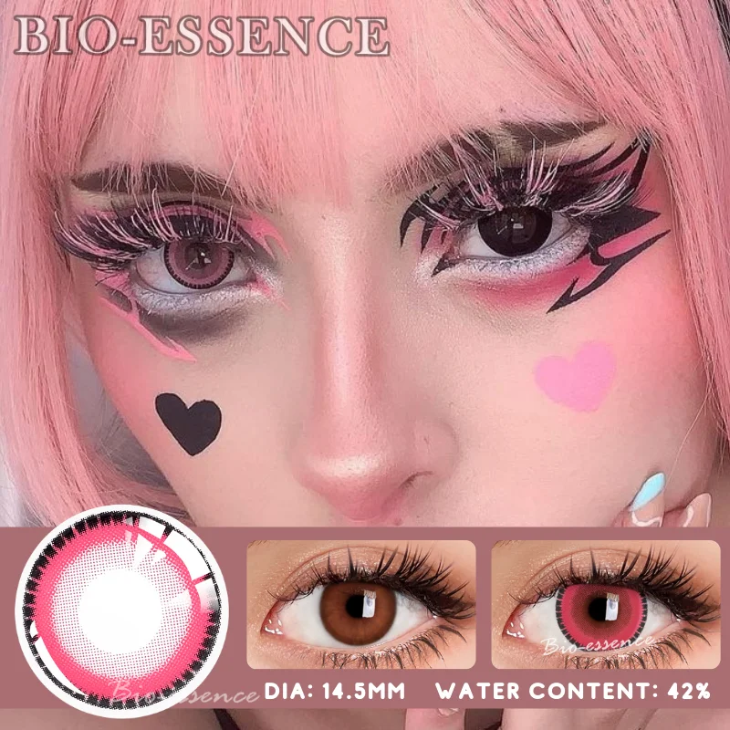 RU Ship Bio essence 1 Pair Pink Lenses Color Contact Lenses for Eyes Blue  Lense Fashion Lenses Beauty Makeup Anime Lenses| | - AliExpress