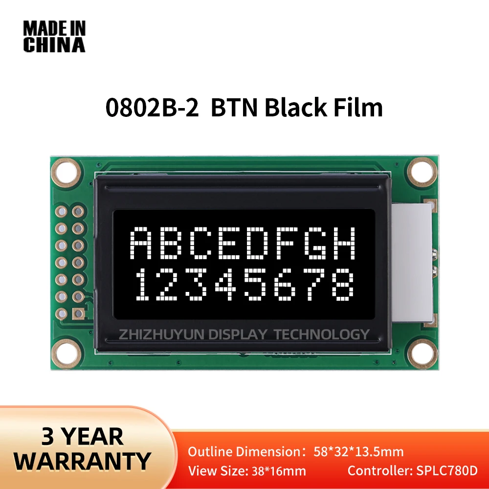 

Multilingual Module 8*2 BTN Black Film White Text 0802B-2 LCD Screen 14PIN Controller SPLC780D Direct Deal