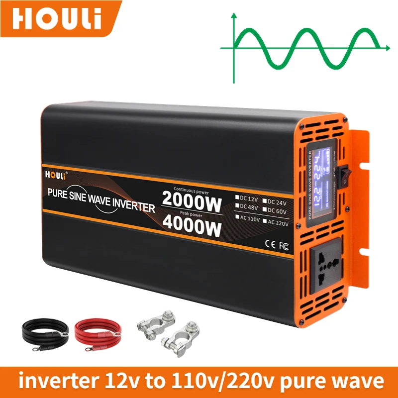 Houli Inverter 12V 220V 1800W 2000W 3000W 4000W Inverter 12V 220V Inverter Solare Sinusoidale Puro 12V Inverter 12V 220V Clean Sinys