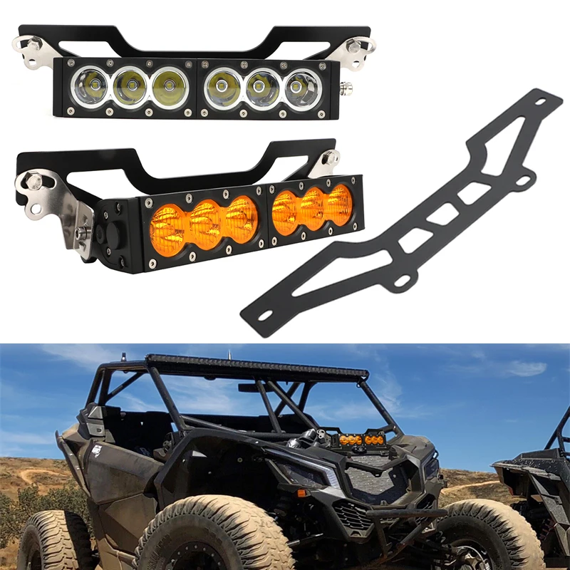 

Front Grille UTV LED Light Bar Mount Bracket Kit For Can-Am Maverick X3 2016-2023 11" 60W 6000K 3000K LED Bar Lights For Can Am