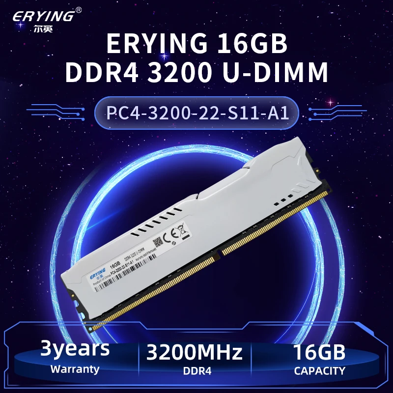 Memoria Ram Desktop Erying Ddr4 8Gb 3200Mhz 16Gb 3200Mhz U-Dimm Memoria Di Gioco Personalizzata Per I7 I9 Dimm Con Dissipatore Di Calore Xmp Per Pc